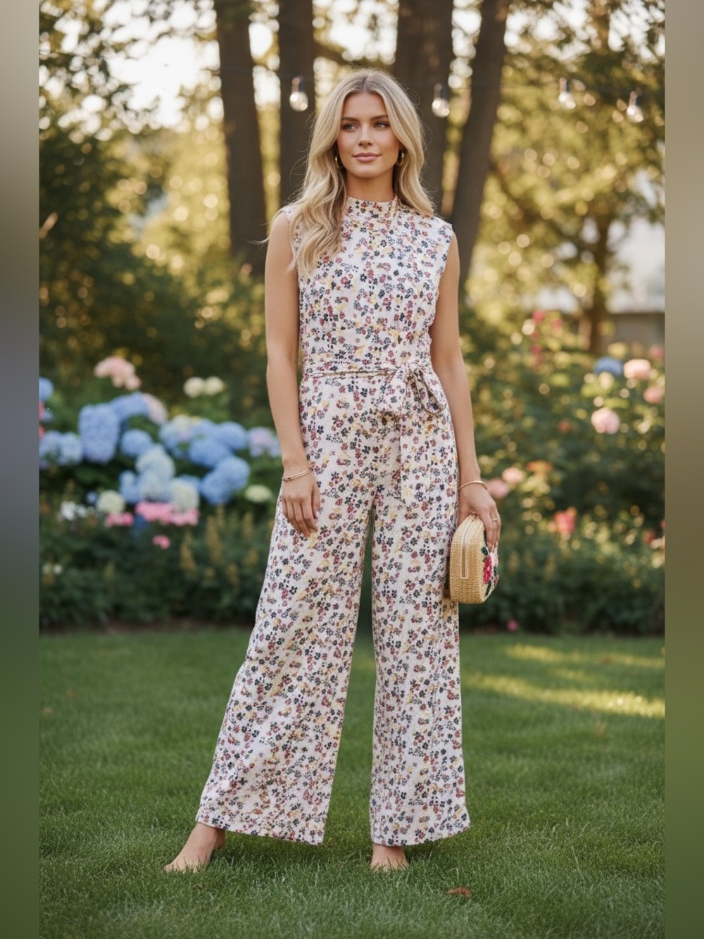 Free People| Vibe Check Floral Open Back Wide Leg Jumpsuit|NWT| Size Small